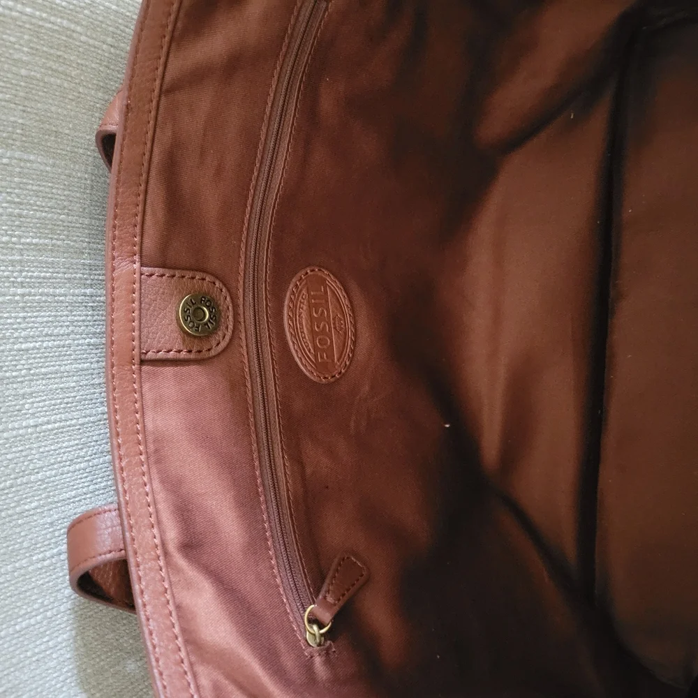 Fossil Brown Leather Tote Bag - Picture 6 of 7